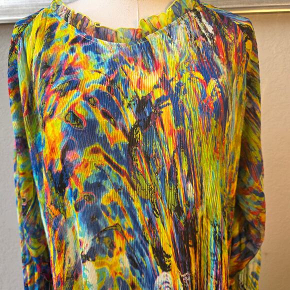 Rossi Roma Women's Slinky Watercolor Floral Print‎ Tunic Top Size XL Multicolor - Picture 2 of 7